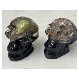 2 Resin Mineral Skulls