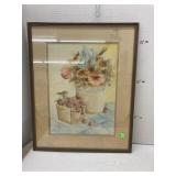 Flower & strawberry watercolor