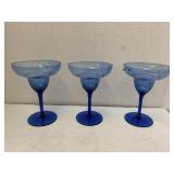 3cnt Blue Margarita Glasses