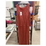 Floor length burnt red dress