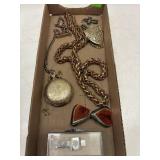 4-H Tie Clip, Pocket Watch, Earrings, Misc Lot