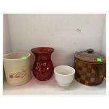 Wooden Pot with Lid (missing handle), crock,