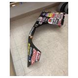 Fender with advertising stickers