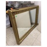 Mirror with plastic gold frame, approx 3.5ft x