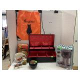 Jewelry box, coin sorter, Burma Shave Kit,