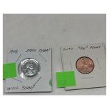 2 Pennies - 1943 Steel & 2014d Pot Penny