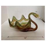 Vntg Hand Blown Swan Bowl