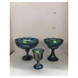 3cnt Carnival Glass Serving Dishes