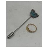Jewelry - Ring mared 18kt GF & Owl Pin (poss. 925)
