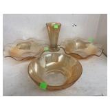 Carnival glass bowls & vase