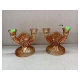 Vntg Iris Herringbone candle holders