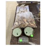 Metal trinket box & pots, drift wood pieces, &