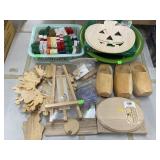 Wood craft items, bowl, radio controlled clock, &