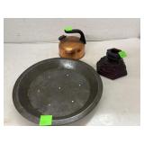 Omar Pie Tin, Miniature Copper Kettle, Ruby Red