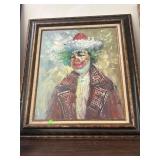 Framed Signed Painting - Clown