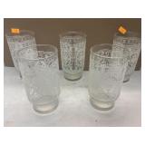 VGT Anchor Hocking footed tumblers w/ raised
