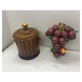 Ceramic Grape Cluster & Ceramic Cookie Jar