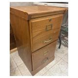 Vintage Two Drawer Oak Filing Cabinet - no key