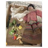 Vntg Doll,Chicken Figurines, Misc Flat