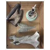 Cast Sad Iron, Metal Angel (wings need repair) &