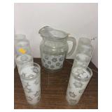 Federal Glass Atomic Snowflake pitcher and
