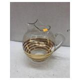 Glass Gold Striped Pitcher