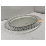 Vintage Ornate Glass Vanity Tray Oval Vanity
