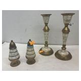 Antique Brass, Mother of Pearl Inlay Candle