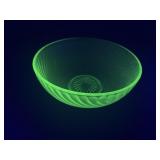 Uranium Glass Swirl Bowl - small chips on rim