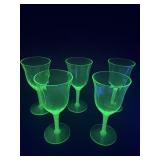 Uranium Glass Wine Glasses