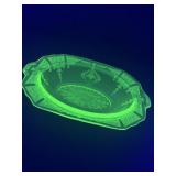 Uranium Glass Princess Pattern Serving Bowl