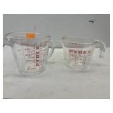 2 Pyrex Glass Measuring Cups - large on chip on