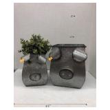 Galvanized Pig Planters (large one missing Tail)