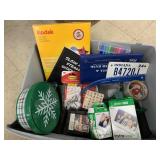 Box of Kodak Paper, Instax Film, misc