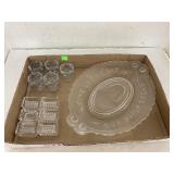 Antique bread plate and salt cellars