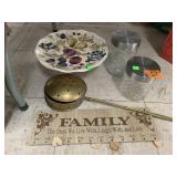 Brass Bed Warmer, Cake Plate, 2 Jars