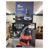 Portable wet/dry vac (new) & LED camping lite/fan