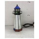 Stained glass lighthouse lamp