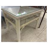 Wicker Glass Top Table