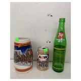 Budweiser Stein, AW Can, 7up Bottle