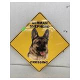 German Shepherd Crossing metal sign