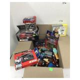 Box of Cars and NASCAR items