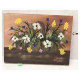 Signed Floral painting on Canvas