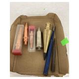 Plumb bobs, pin/nail punches, & acetylene torch