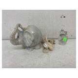 Elephant lamp & glass figure