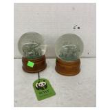 2 African Elephant snow globes (1 musical)