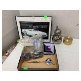 Metal Clown Bank, AK Steel Clock, Darts, Chevy