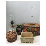 Oil Lamps, fabric Tote, Boxes