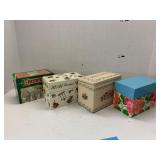 4 Vintage Tin Recipe boxes, 1 w Recipes