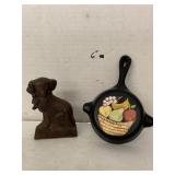 Small Cast Iron Decor Skillet and Cast Iron Dog